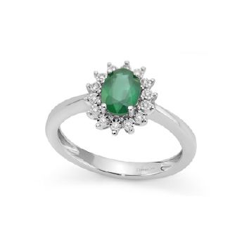 Anello Con Smeraldo In Oro E Diamanti DonnaOro Luce Anello Con Smeraldo In Oro E Diamanti DonnaOro Luce