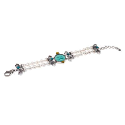 Bracciale in argento con paste vitree, triplette e perle - Gerardo Sacco Bracciale in argento con paste vitree, triplette e perle - Gerardo Sacco