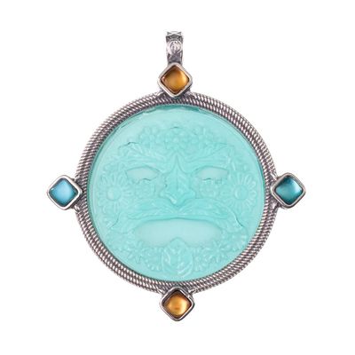 Ciondolo in argento con paste vitree, triplette e perle - Gerardo Sacco