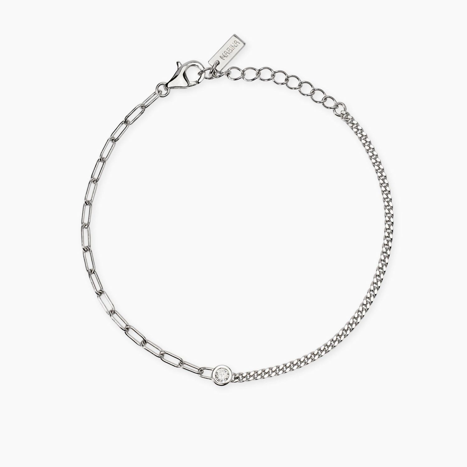 Bracciale con doppia catena e diamante lab-grown My Diamond - Mabina Gioielli Bracciale con doppia catena e diamante lab-grown My Diamond - Mabina Gioielli