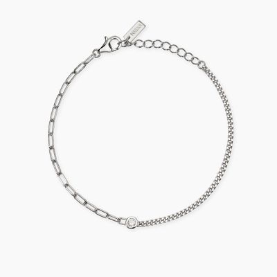 Bracciale con doppia catena e diamante lab-grown My Diamond - Mabina Gioielli Bracciale con doppia catena e diamante lab-grown My Diamond - Mabina Gioielli