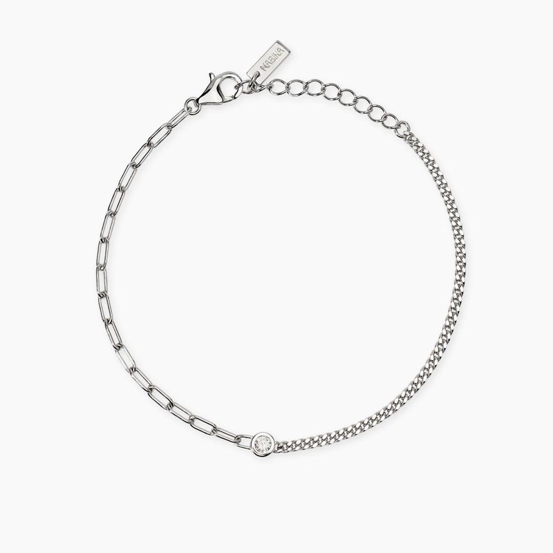 Bracciale con doppia catena e diamante lab-grown My Diamond - Mabina Gioielli Bracciale con doppia catena e diamante lab-grown My Diamond - Mabina Gioielli