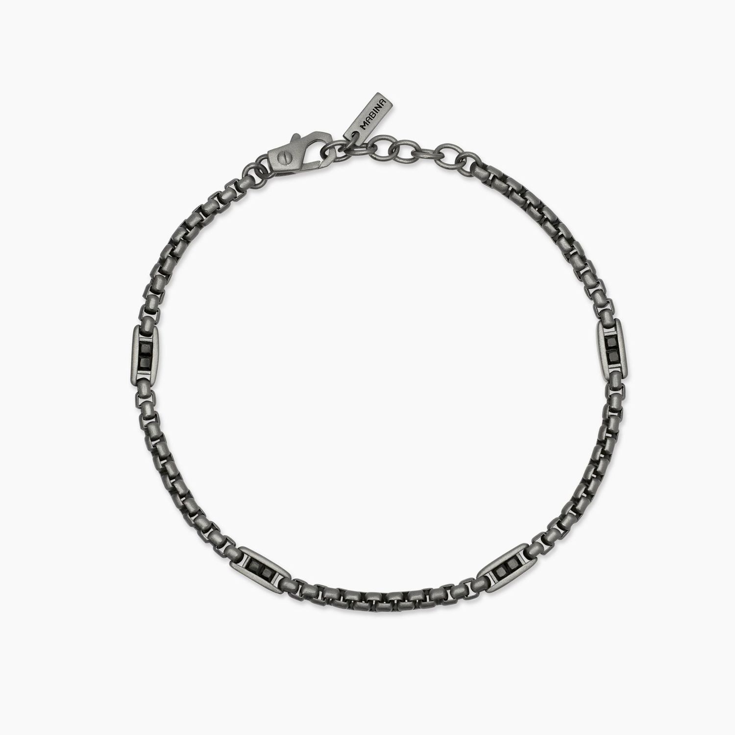 Bracciale con catena veneta e zirconi neri Race - Mabina Gioielli