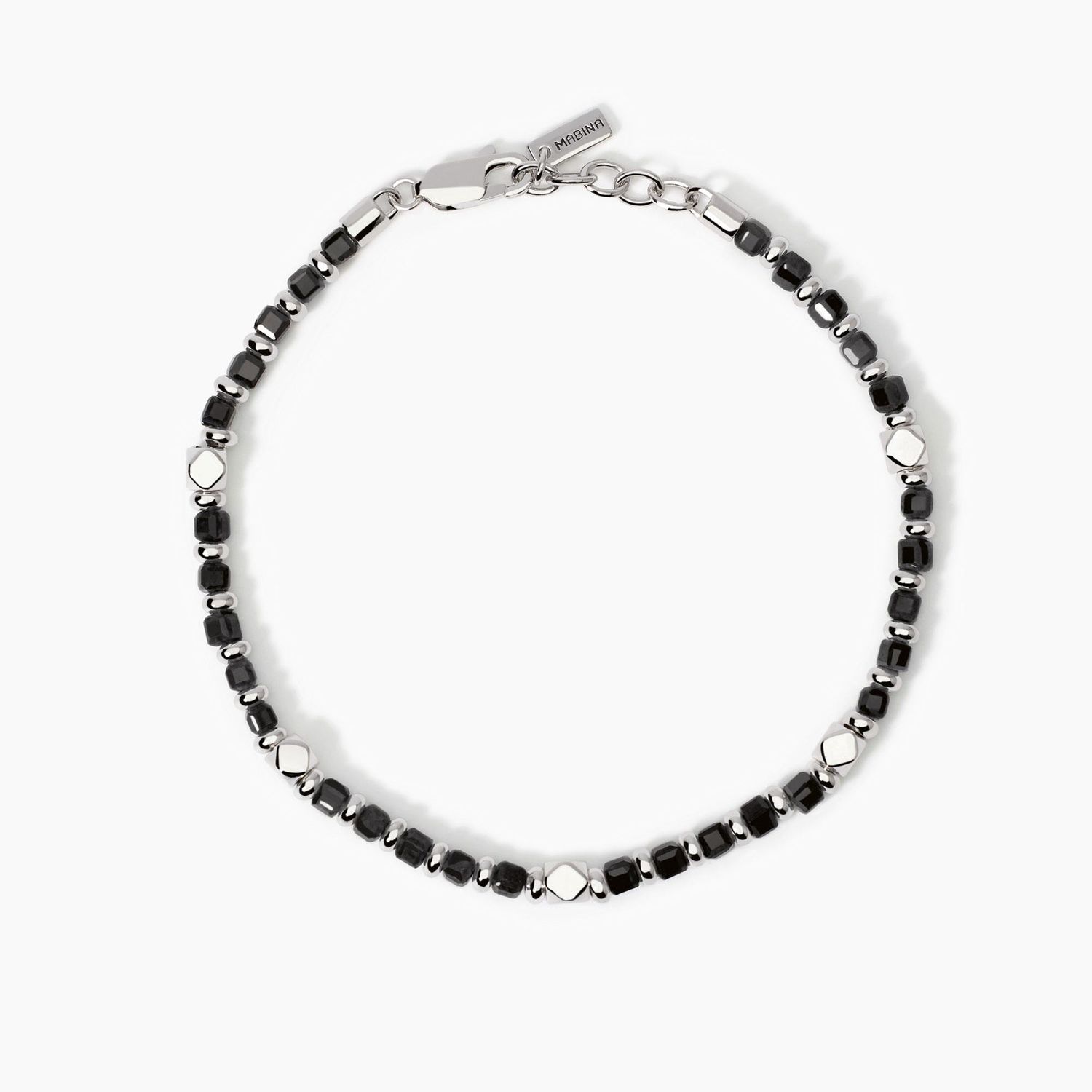 Bracciale da uomo in argento e agata nera California - Mabina Gioielli Bracciale da uomo in argento e agata nera California - Mabina Gioielli