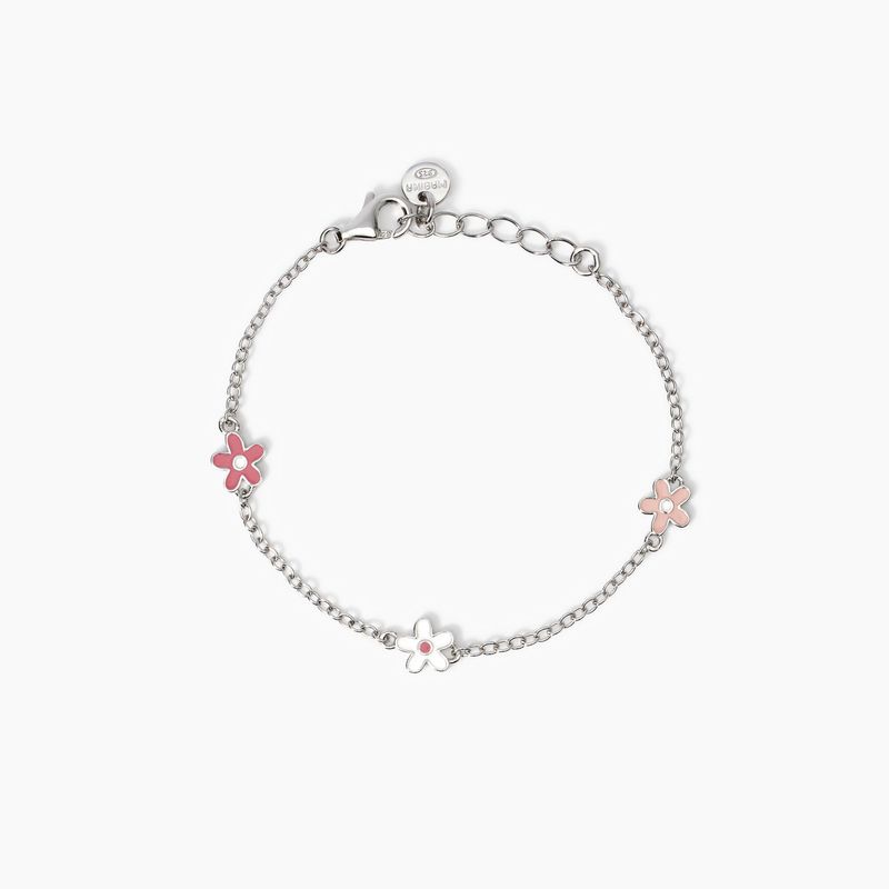 Bracciale bimba con fiorellini smaltati Flora - Mabina Gioielli