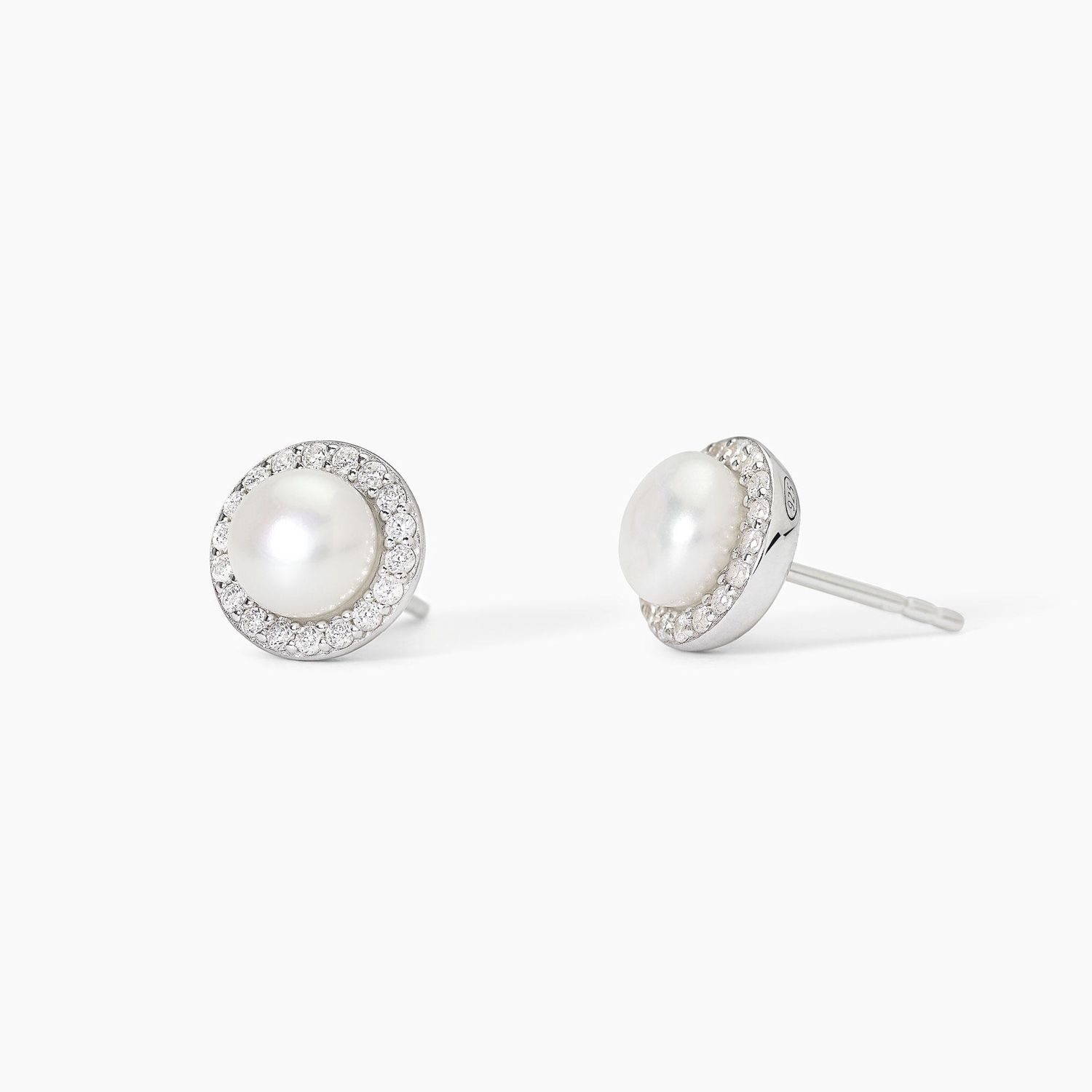 Orecchini in argento con perle coltivate e zirconi MILANESIENNE - Mabina Gioielli