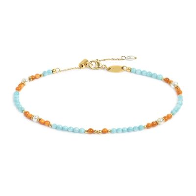 Cavigliera con elementi madreperla colorati e perle bianche irregolari - Marlu'