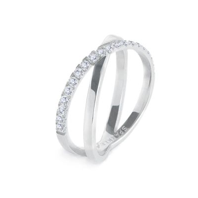 Anello incrociato con zirconi bianchi - Marlu'