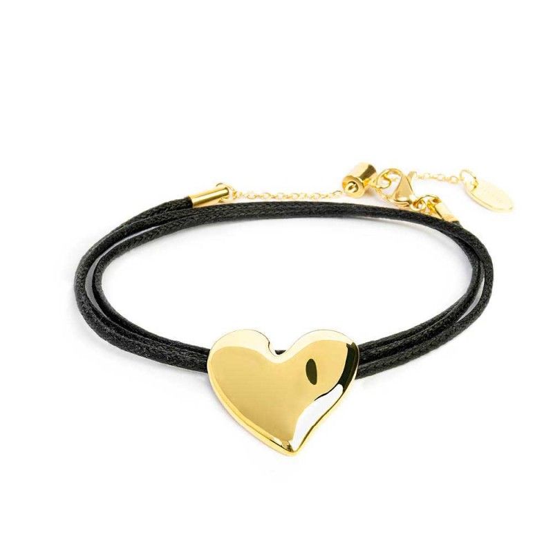 Bracciale triplo filo con cordino cerato con cuore irregolare - Marlu'