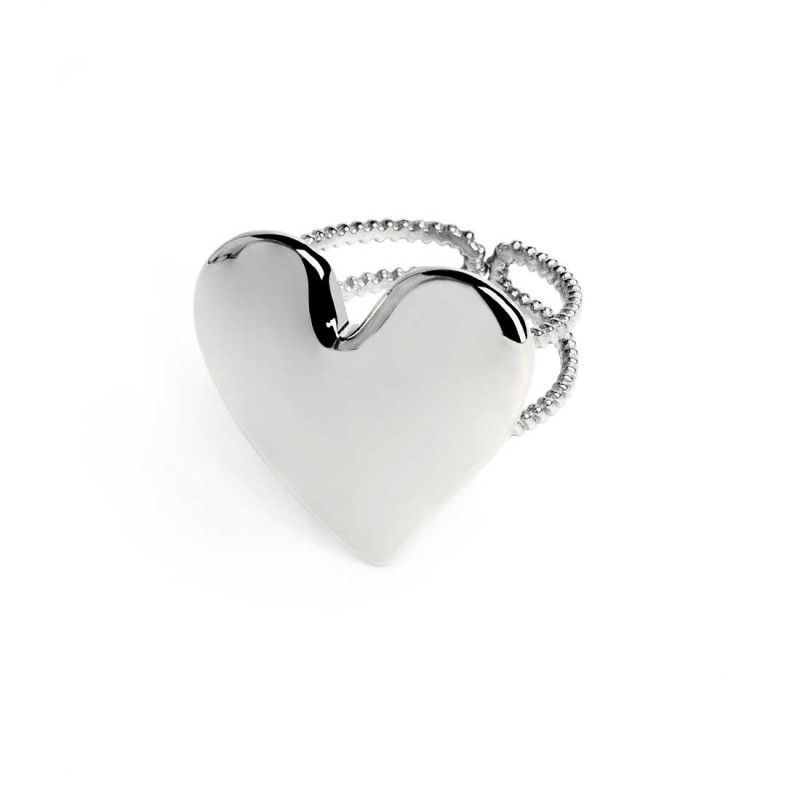 Anello doppia fascia con cuore irregolare martellato - Marlu'