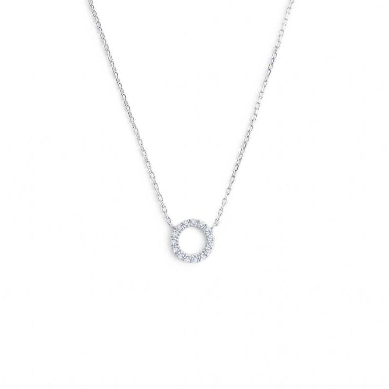 Collana cerchio 0,8cm con zirconi bianchi - Marlu'