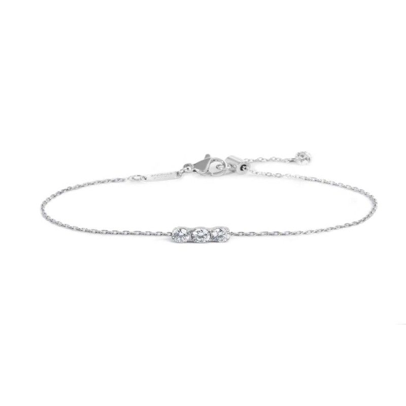 Bracciale catena cutting cross con tre zirconi 3,5mm centrali - Marlu'