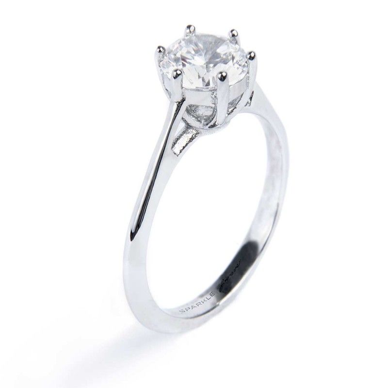 Anello solitario zircone 6,25mm - Marlu'