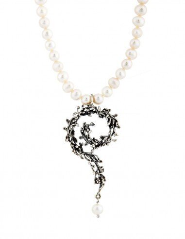 Collana Spirale Liturgica Alberata E Perla Pendente - Spadafora Gioielli