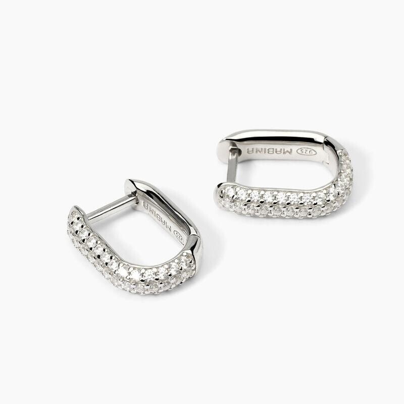 Orecchini ovali in argento con pave' COUTURE Mabina Gioielli