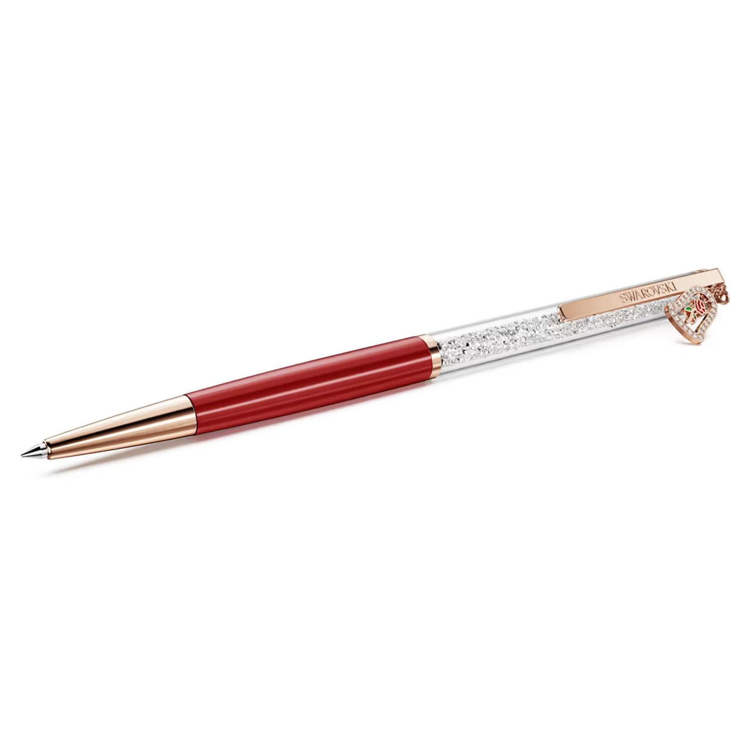 Penna a sfera Crystalline Campana, Laccato rosso, placcato oro rosa Swarovski