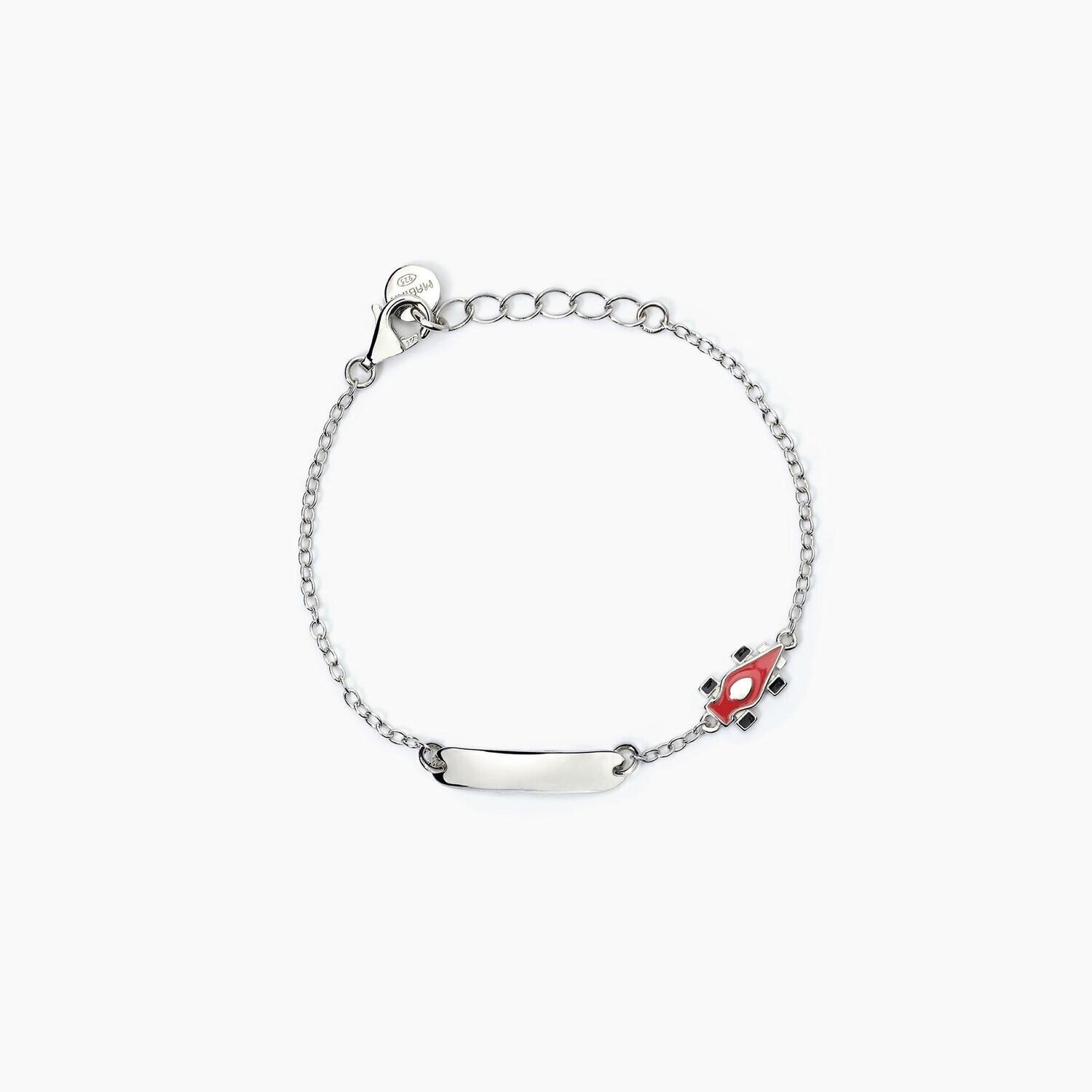 Bracciale personalizzabile in argento con macchinina RACING Mabina Junior Bracciale personalizzabile in argento con macchinina RACING Mabina Junior
