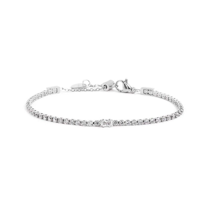 Bracciale tennis 2mm con zircone centrale - Marlu'