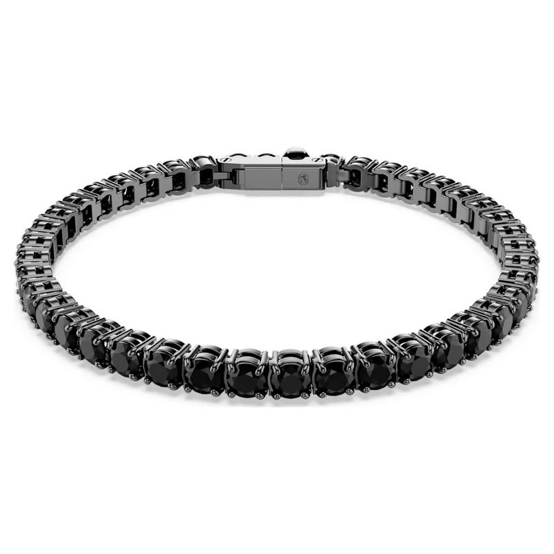 Bracciale Tennis Matrix Taglio Round, Nero, Placcato rutenio Swarovski