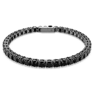 Bracciale Tennis Matrix Taglio Round, Nero, Placcato rutenio Swarovski Bracciale Tennis Matrix Taglio Round, Nero, Placcato rutenio Swarovski