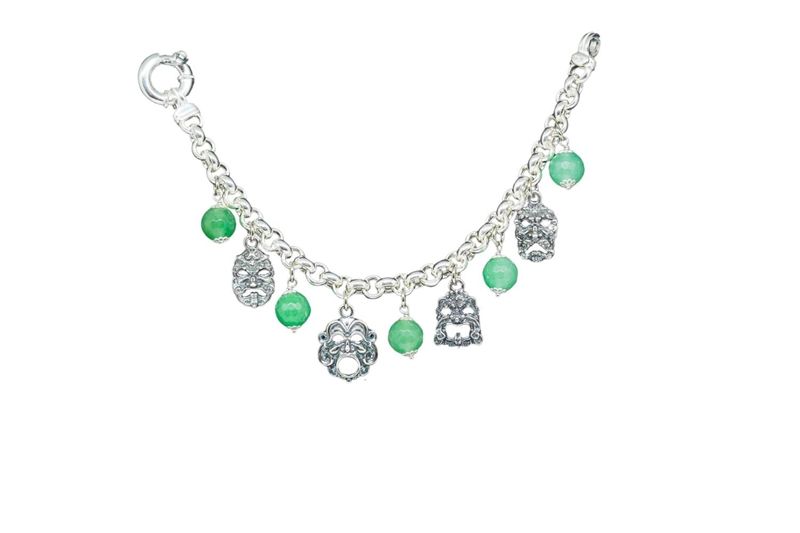 Bracciale In Argento Con Pietre Colorate E Maschere - Gerardo Sacco