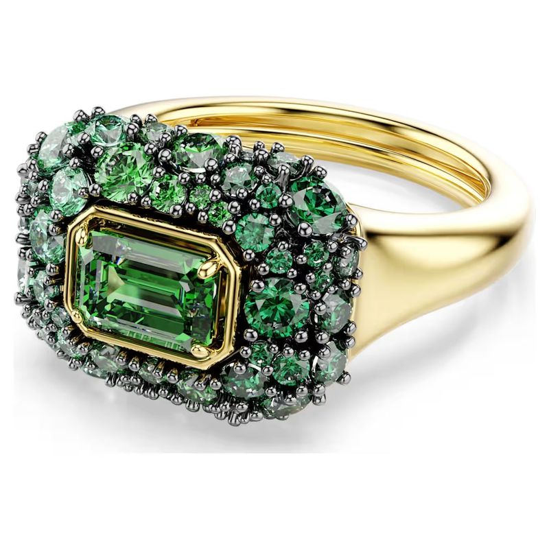 Anello cocktail Sublima Taglio ottagonale, Verde, Finitura oro 18K Swarovski
