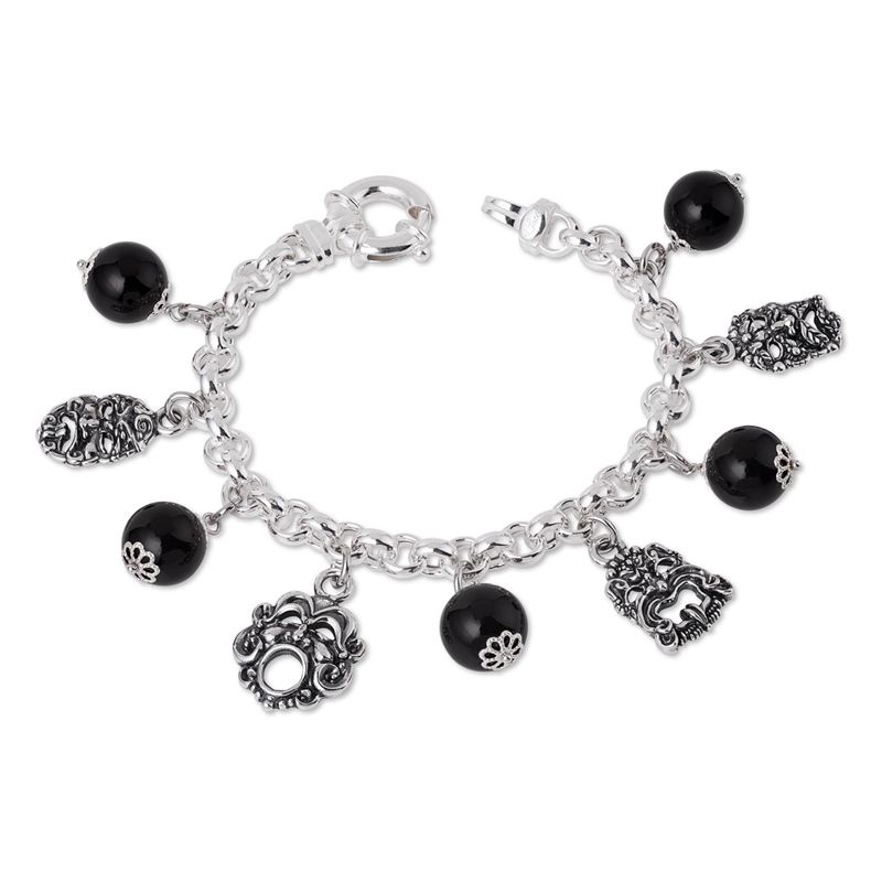 Bracciale In Argento Con Pietre nere E Maschere - Gerardo Sacco