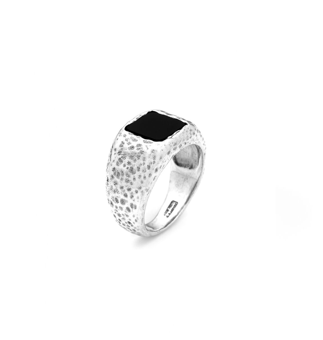 Anello martellato quadrato onice Giovanni  Raspini