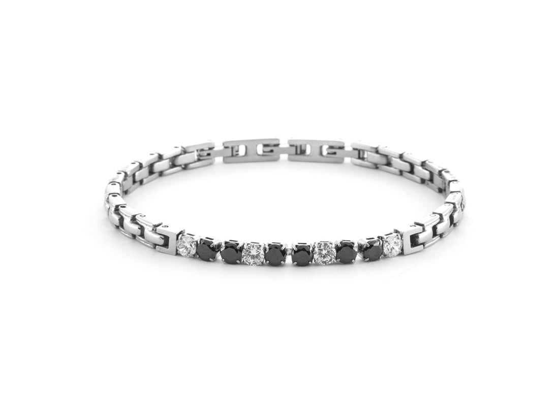 Bracciale Uomo 4US Cesare Paciotti Tennis Acciaio Zirconi neri e Bianchi 4UBR6435 Bracciale Uomo 4US Cesare Paciotti Tennis Acciaio Zirconi neri e Bianchi 4UBR6435