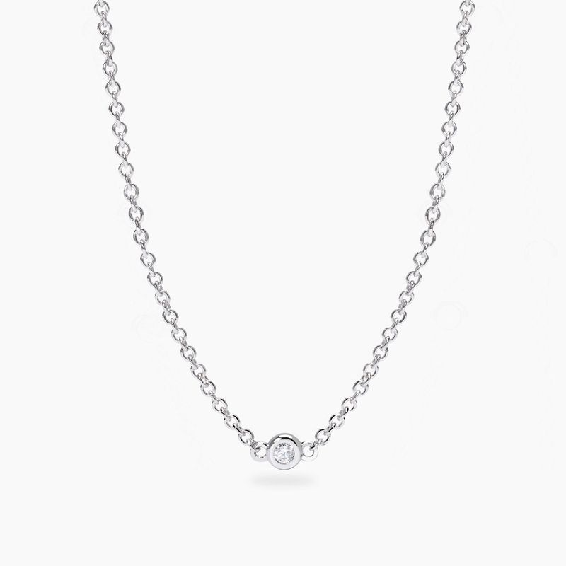 Collana con punto luce tondo in diamante lab-grown 0,03 carati  - MABINA My Diamond