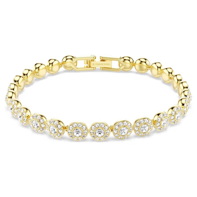 Braccialetto Una Angelic Taglio Round, Bianco, Placcato color oro  Swarovski