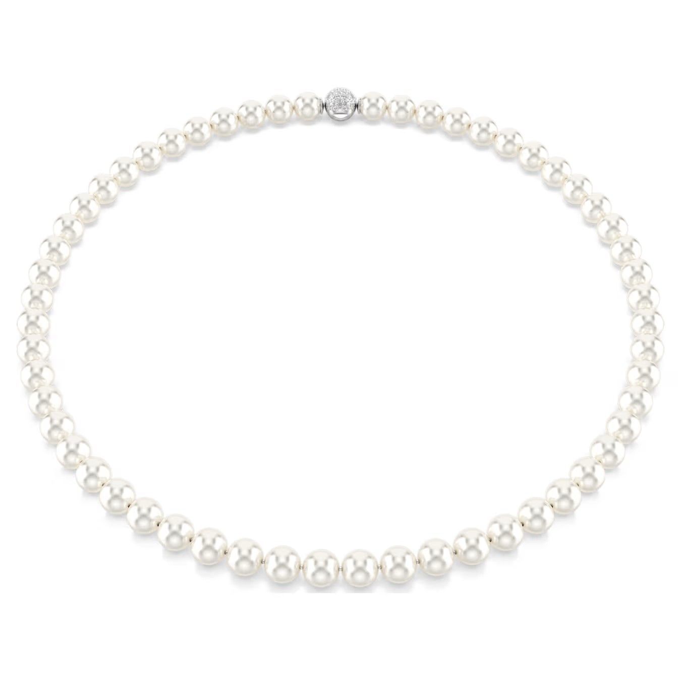 Collana Matrix Crystal Pearl, Bianca, Placcato rodio Swarovski