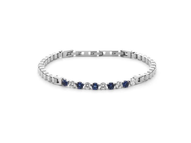 Bracciale Uomo 4US Cesare Paciotti Tennis Acciaio Zirconi BLUe Bianchi 4UBR6429 Bracciale Uomo 4US Cesare Paciotti Tennis Acciaio Zirconi BLUe Bianchi 4UBR6429