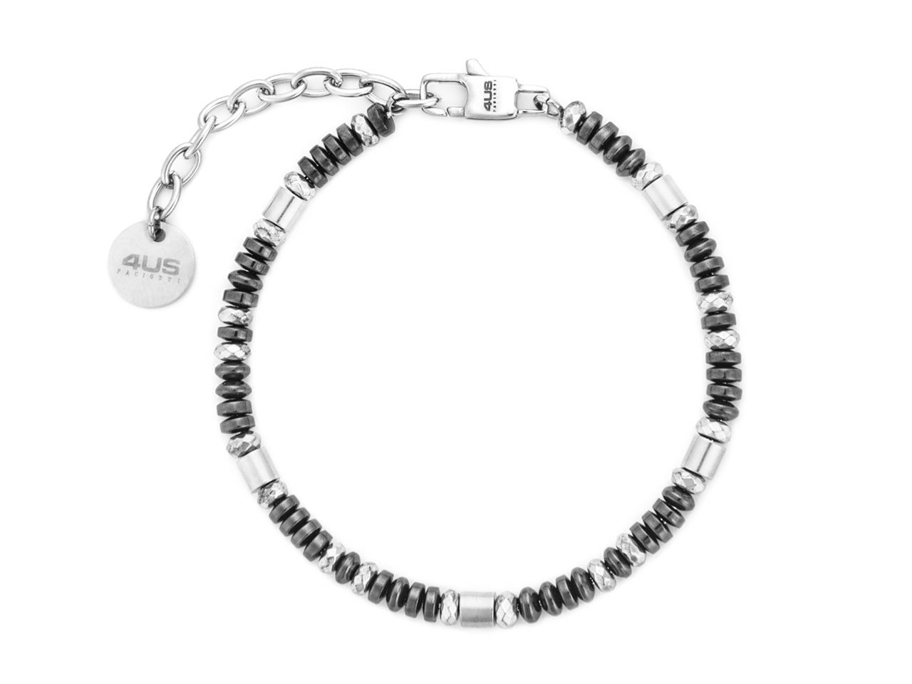 Bracciale Uomo 4US Cesare Paciotti Acciaio Biglie di Pietra Ematite 4UBR7816 Bracciale Uomo 4US Cesare Paciotti Acciaio Biglie di Pietra Ematite 4UBR7816