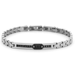 Bracciale Uomo 4US Cesare Paciotti Acciaio con centrale semirigido e zirconi 4UBR7830 Bracciale Uomo 4US Cesare Paciotti Acciaio con centrale semirigido e zirconi 4UBR7830