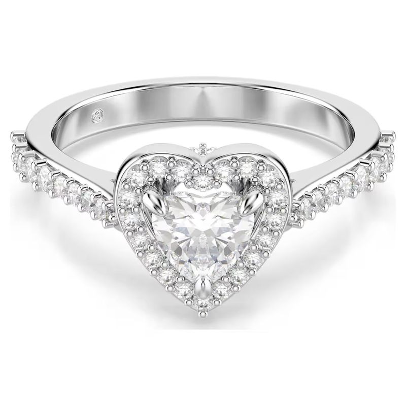 Anello con motivo Una Angelic Taglio misto, Cuore, Bianco, Placcato rodio Swarovski