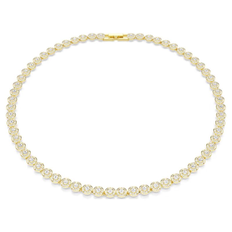 Collana Una Angelic Taglio Round, Piccola, Bianca, Placcato color oro Swarovski