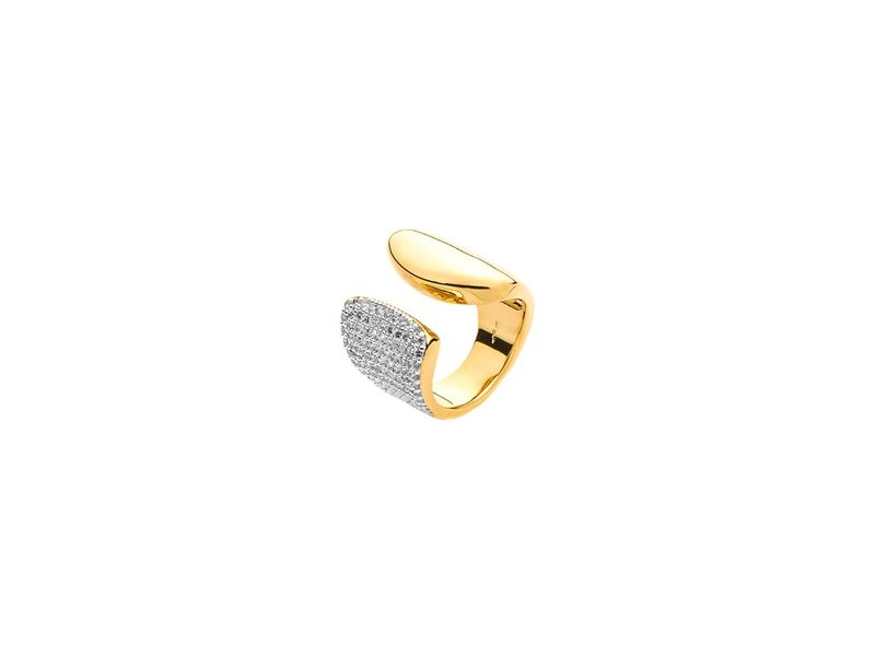 ANELLO OTTONE FINITURA COLOR ORO GIALLO e zirconi - 4US Paciotti