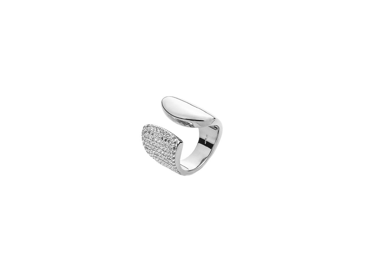 ANELLO OTTONE FINITURA COLOR BIANCO E zirconi - 4US Paciotti