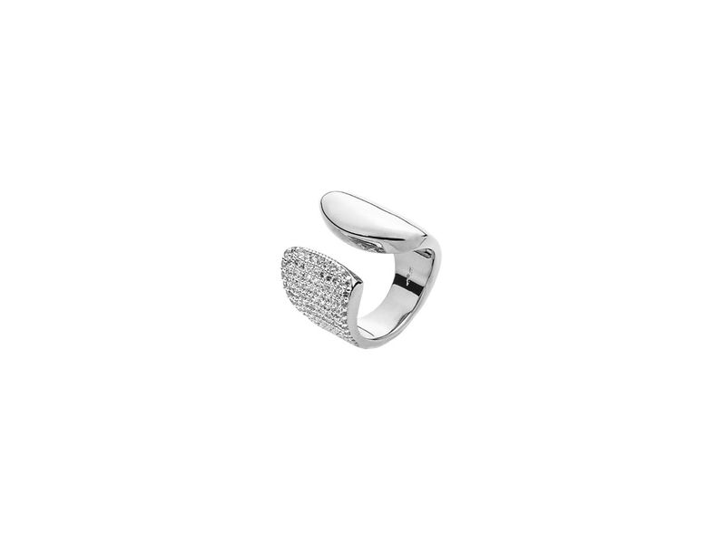 ANELLO OTTONE FINITURA COLOR BIANCO E zirconi - 4US Paciotti
