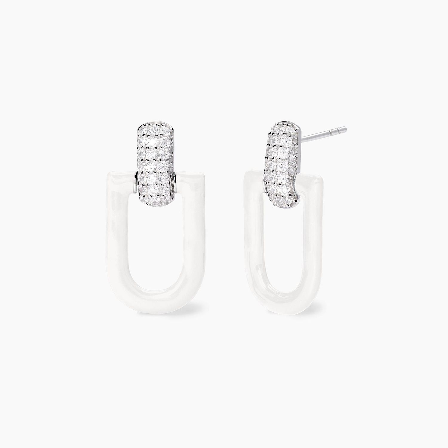 Orecchini pendenti bianchi con zirconi ROMA - Mabina Gioielli