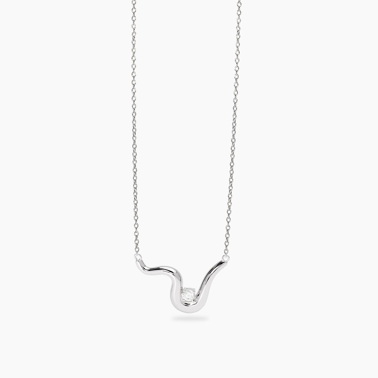 Girocollo in argento con ciondolo wave e zircone BALLANDO - Mabina Gioielli