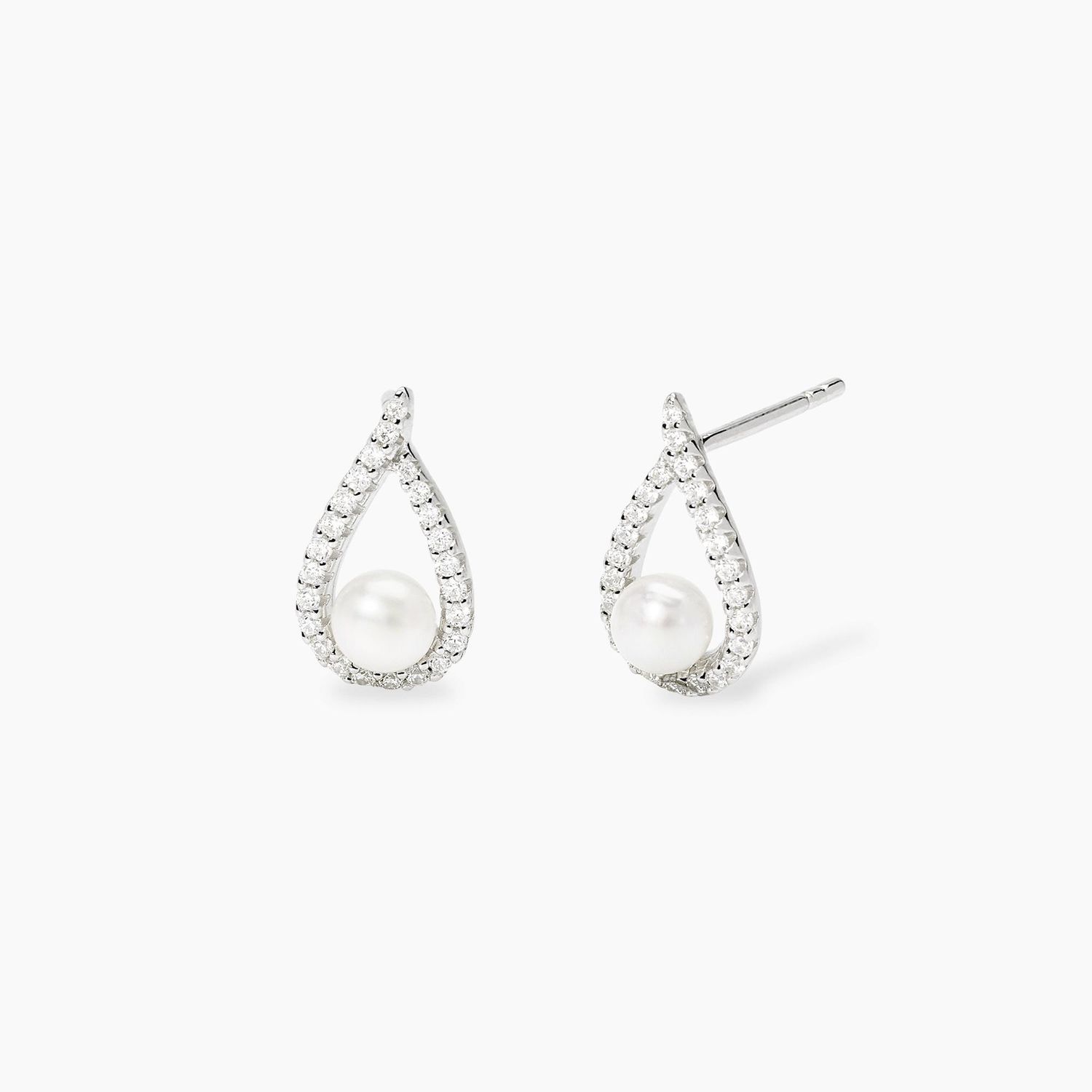 Orecchini a goccia con zirconi e perle coltivate ONE - Mabina Gioielli Orecchini a goccia con zirconi e perle coltivate ONE - Mabina Gioielli