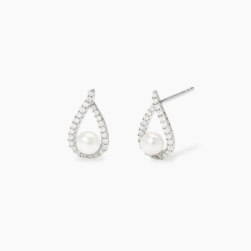 Orecchini a goccia con zirconi e perle coltivate ONE - Mabina Gioielli