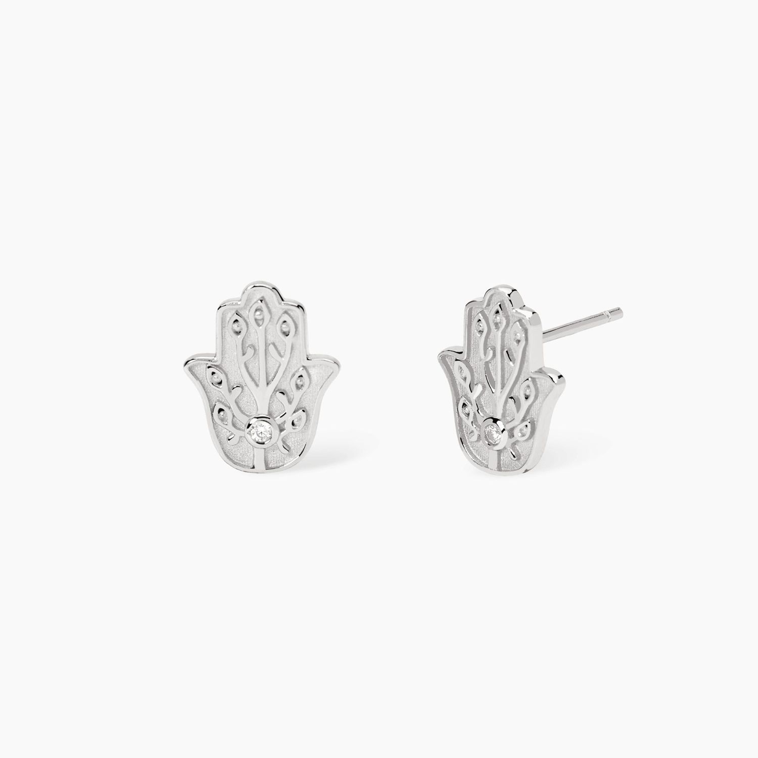 Orecchini a lobo in argento con mano di Fatima POSITIVE ENERGY - Mabina Gioielli