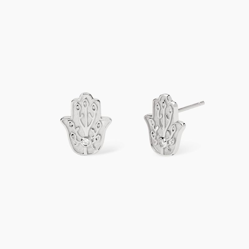 Orecchini a lobo in argento con mano di Fatima POSITIVE ENERGY - Mabina Gioielli