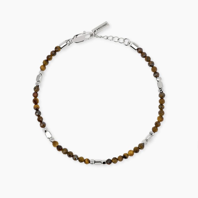 Bracciale in argento e occhio di tigre da uomo GEO - Mabina Uomo