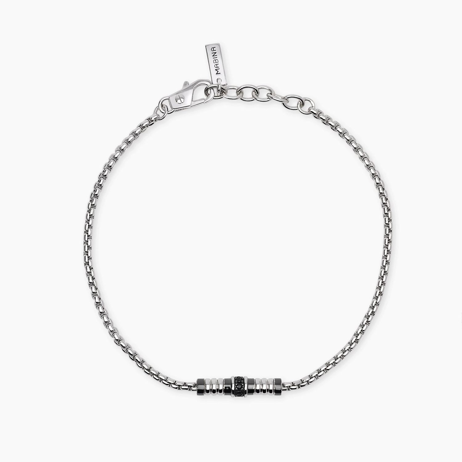Bracciale da uomo regolabile in argento con catena veneta THINKER - Mabina Uomo