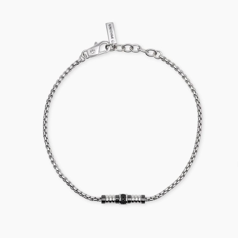Bracciale da uomo regolabile in argento con catena veneta THINKER - Mabina Uomo