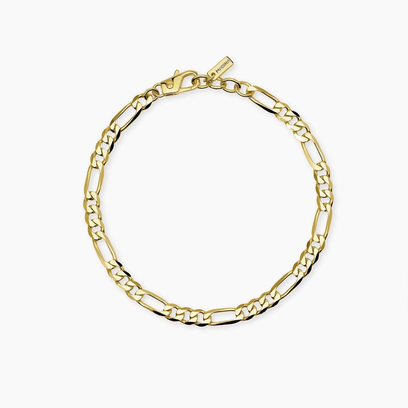 Bracciale in argento dorato con catena figaro da uomo MILLENNIUM - Mabina Uomo